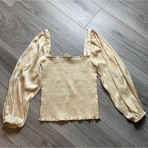 J. Crew Woman Squareneck smocked featherweight satin top, Size XS